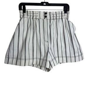 HUNTER BELL White Black Stripe High Waist Women's Shorts
